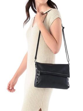 Hammitt Black Fold-Over Crossbody with Eyelet Accents
